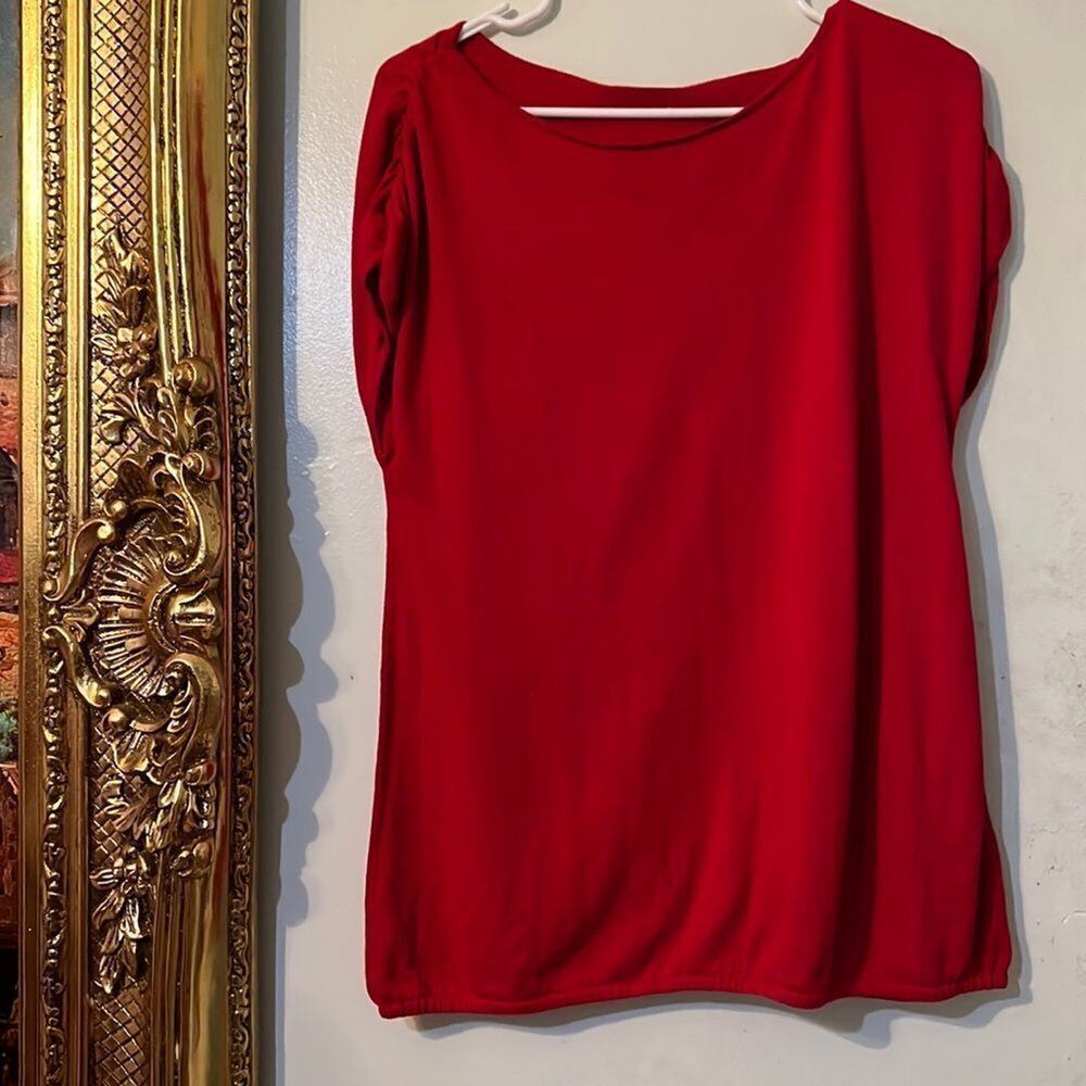 TALBOTS COTTON BLEND CAP SLEEVE TEE SIZE L